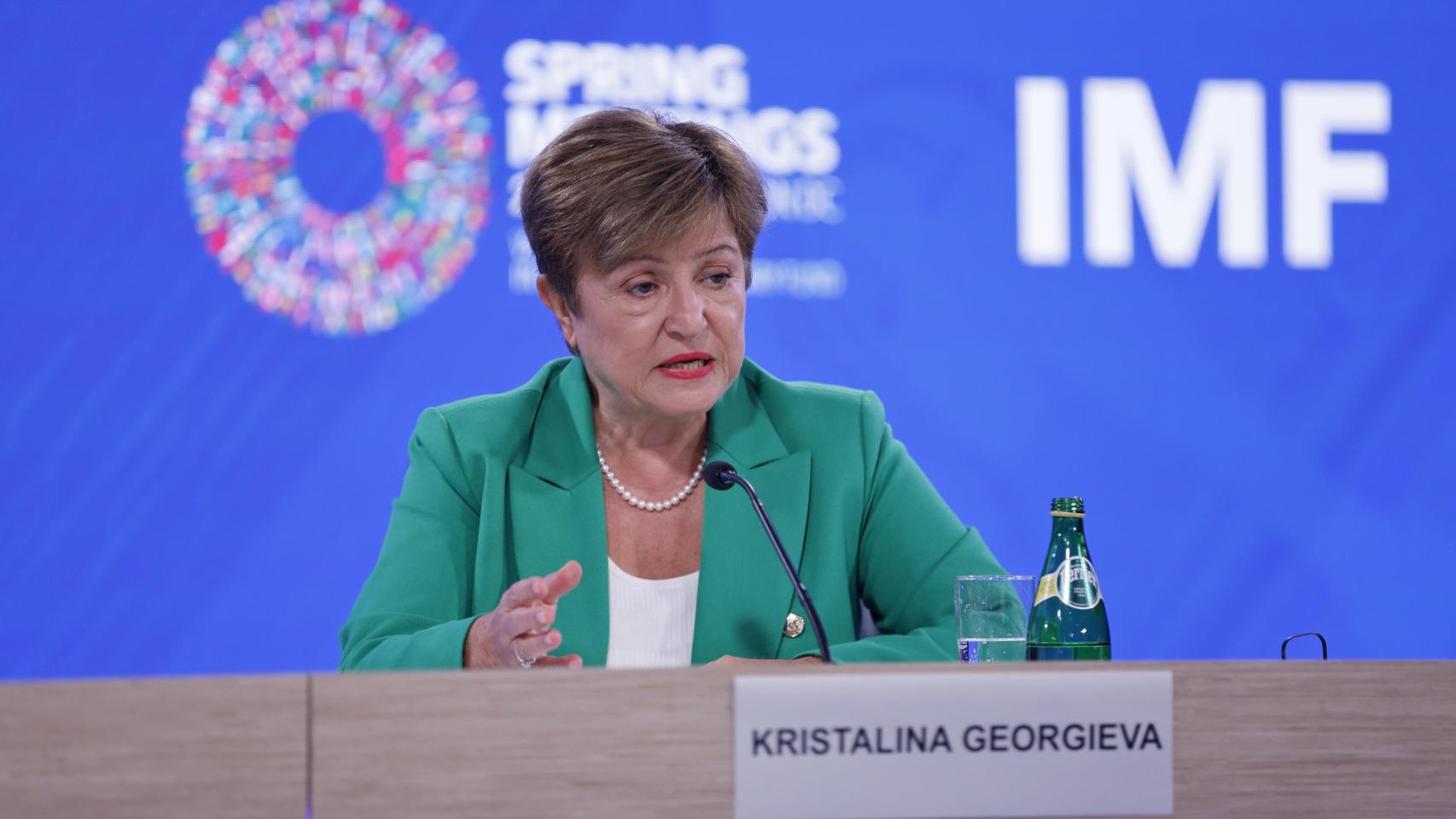Kristalina Georgieva, directora gerente del FMI, en una rueda de prensa el pasado mes de abril.
