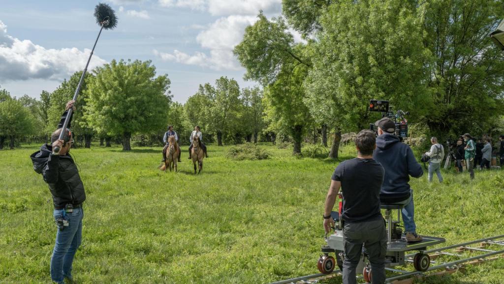 Fotografía del rodaje de la serie 'Pura sangre'.