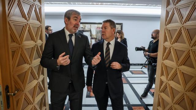 Imagen de archivo de una reunión celebrada el pasado febrero entre Clavijo y Page.