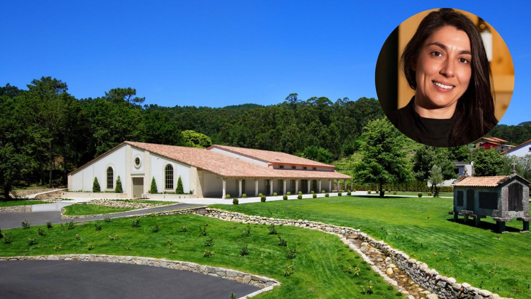 Montaje de Olga Verde con la bodega de Lagar de Fornelos.