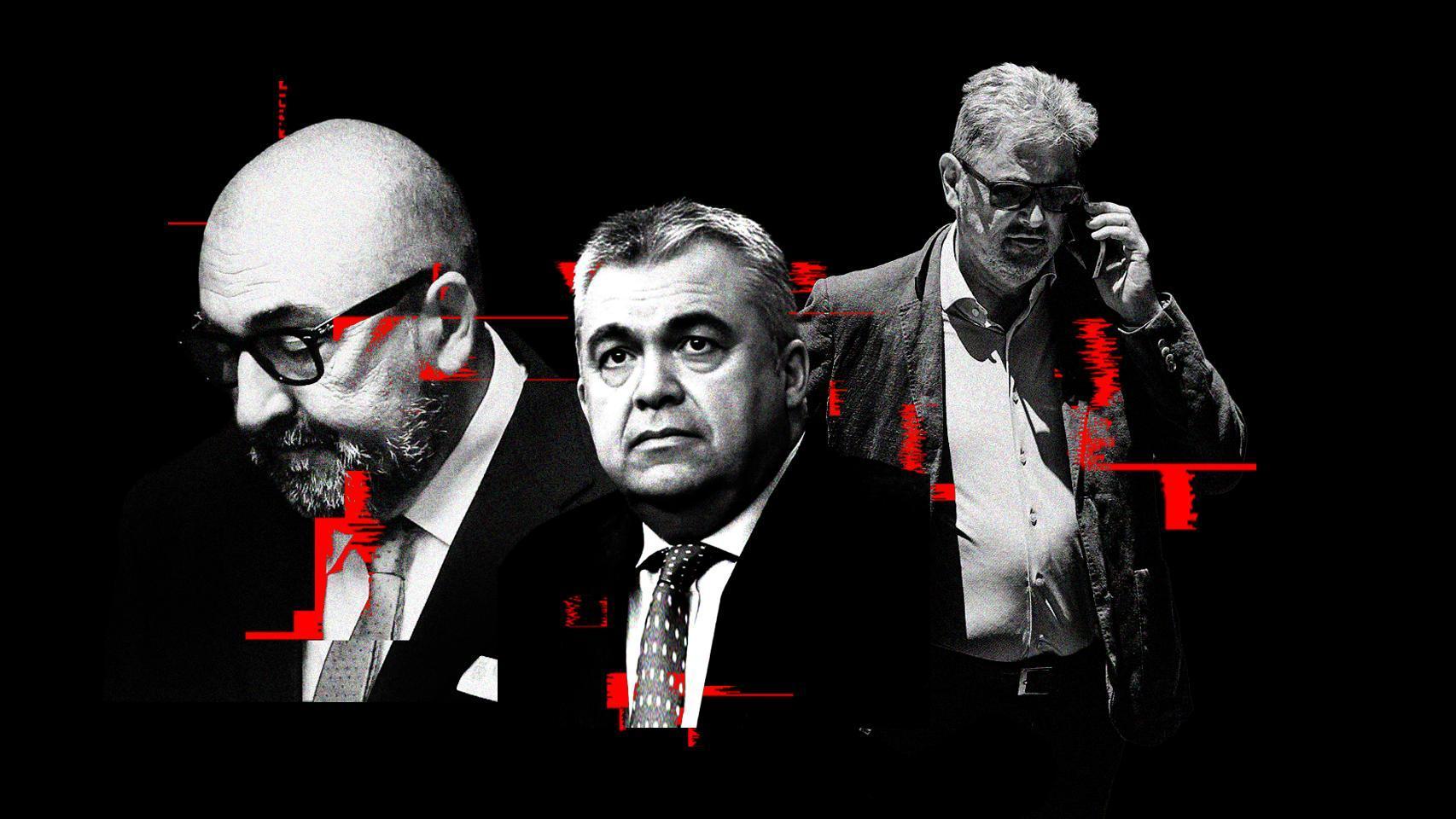 Koldo García, Santos Cerdán y Antxon Alonso en una ilustración.