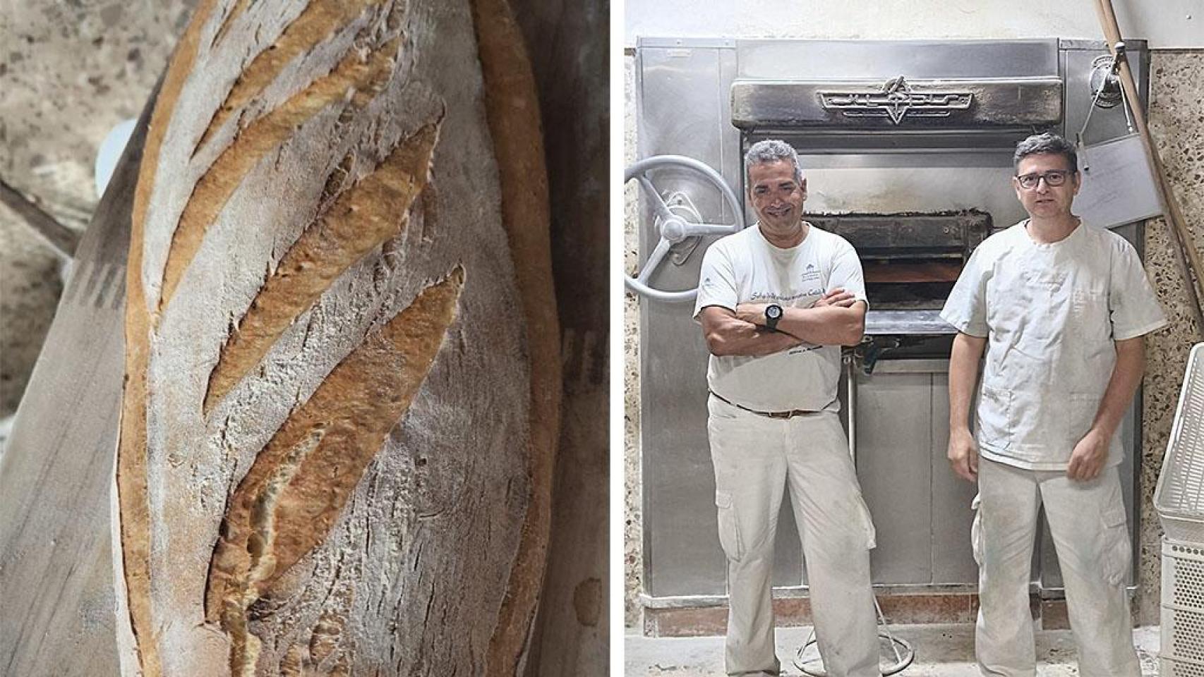 Los dos hermanos, José Luis y Javier y una de sus hogazas