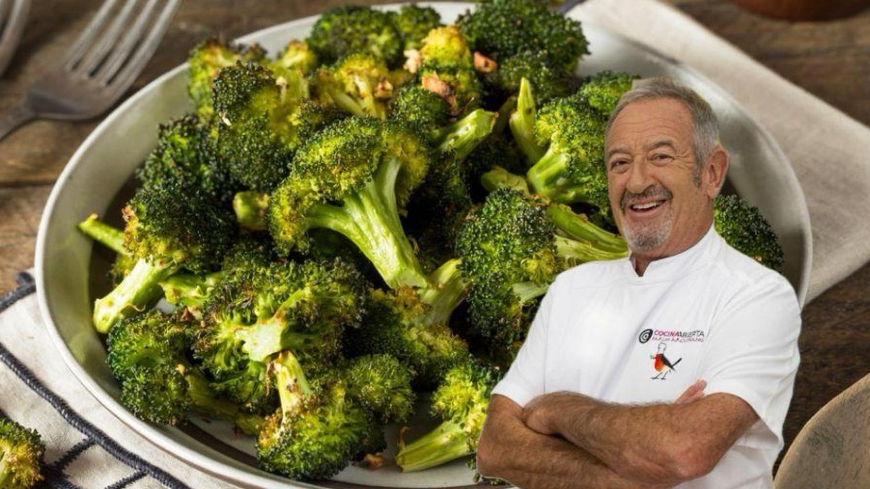 El chef Karlos Arguiñano, junto a un plato de brócoli.