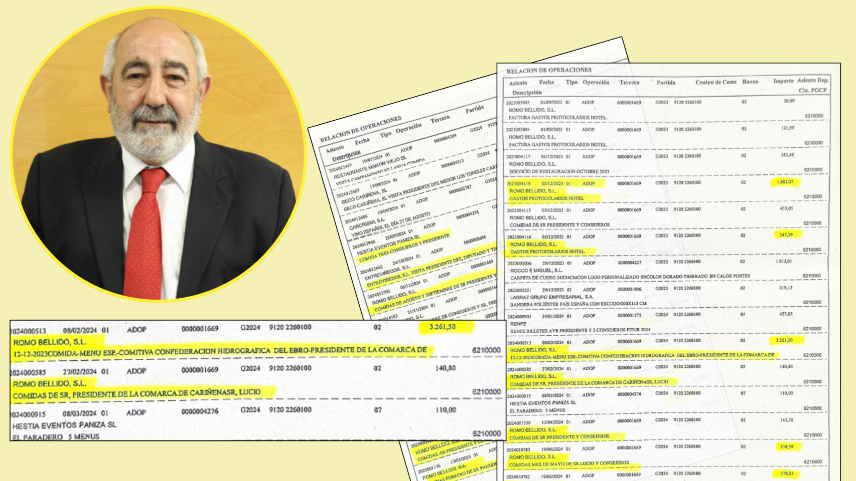 Lucio Cucalón, con sus facturas como presidente de Campo de Cariñena.