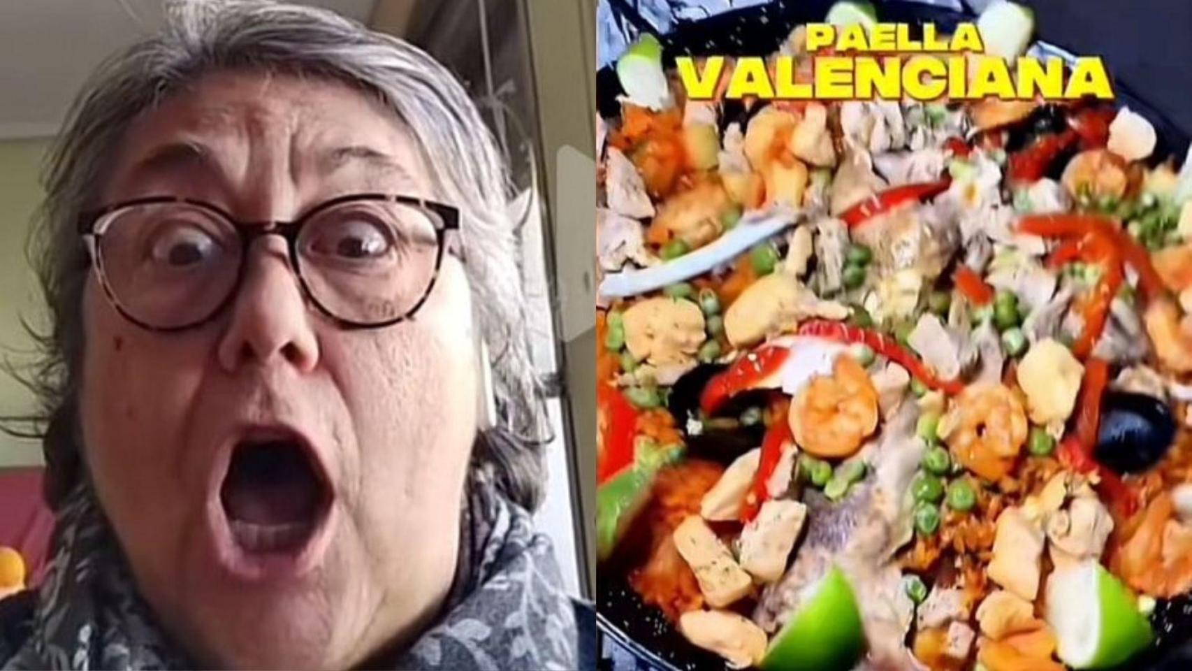 Lola y la paella del restaurante colombiano. EE