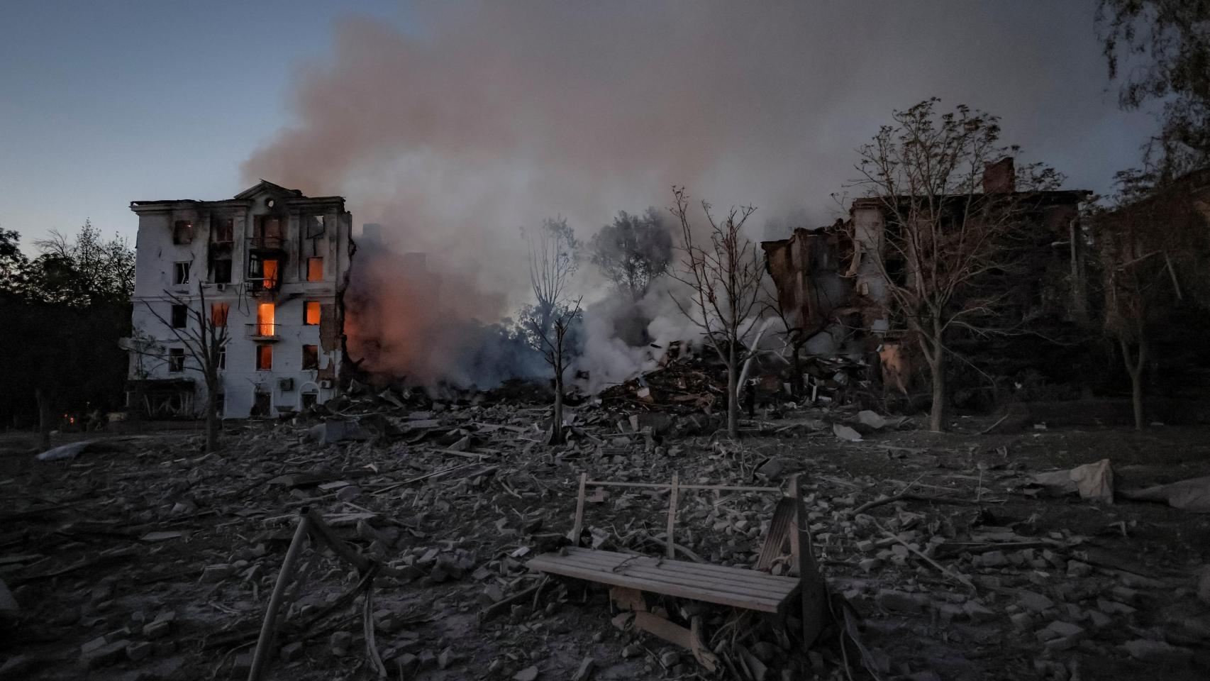 Imágenes de las consecuencias de un ataque ruso en la región de Donetsk, en Ucrania.