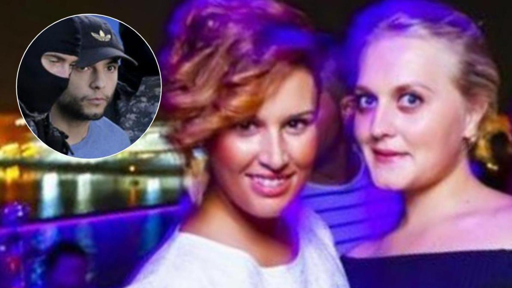 Una imagen de Sergio Morate, detenido en Rumanía, junto a otra en las que posan Maryna (d) y Laura (i).