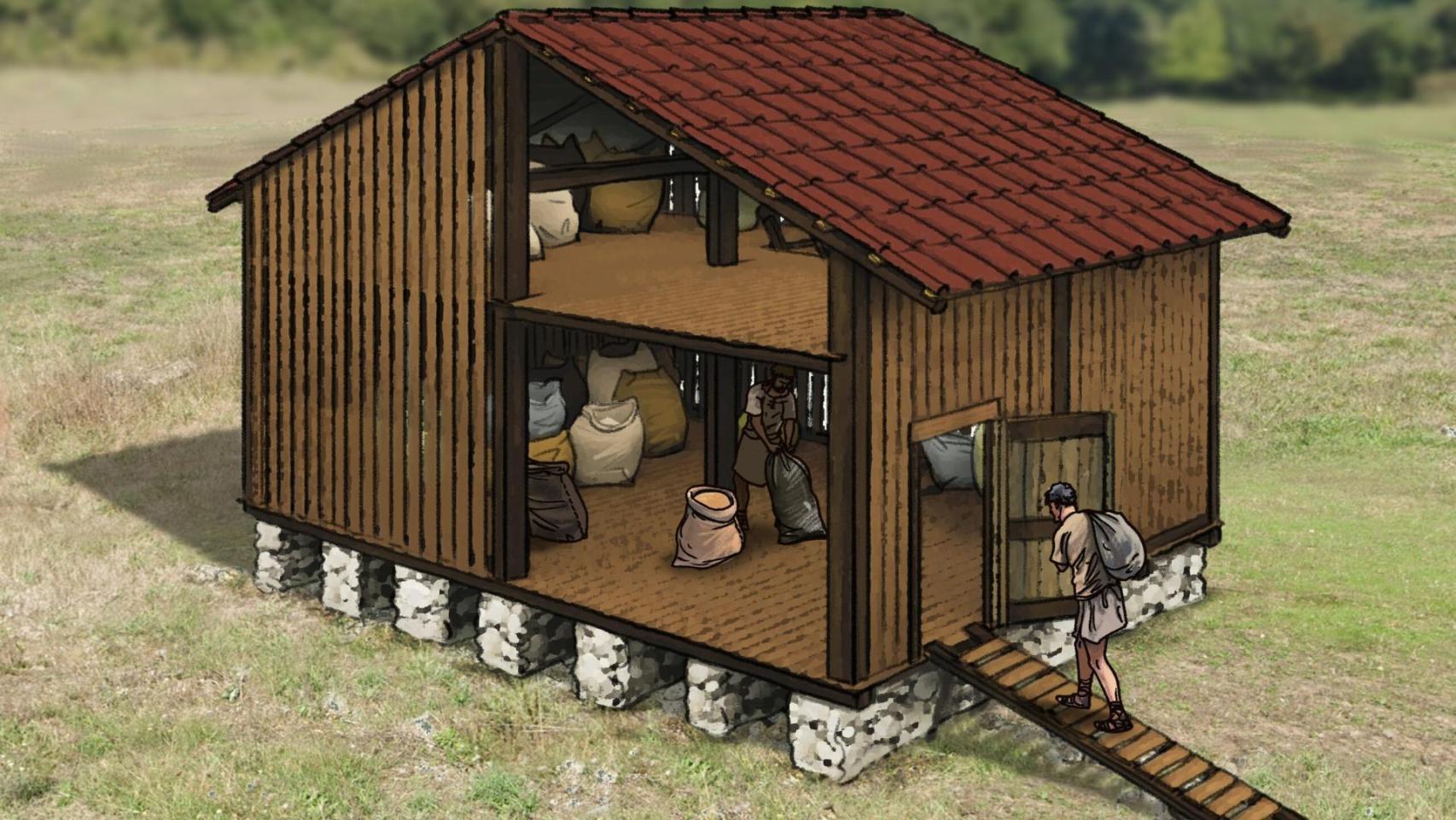 Recreación del hórreo de Proendos. Cortesía de https://joseramonalmeida.es y Francisco Alonso Toucido de https://www.tempos.es/