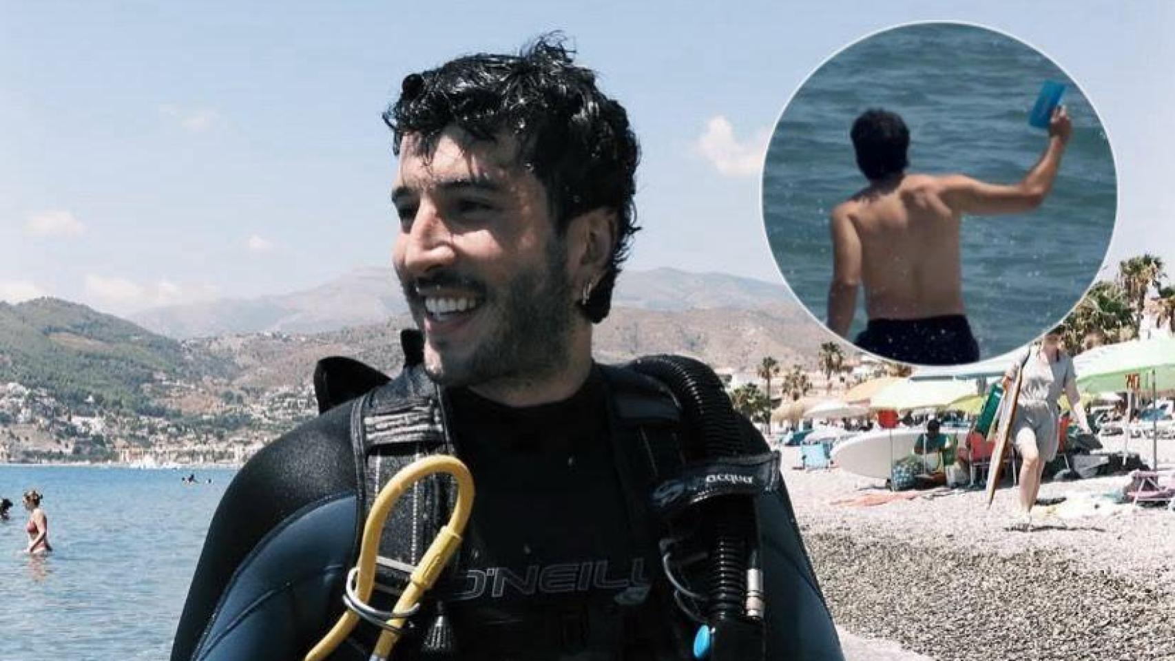 Sebastián Yatra en la playa de Fuengirola.