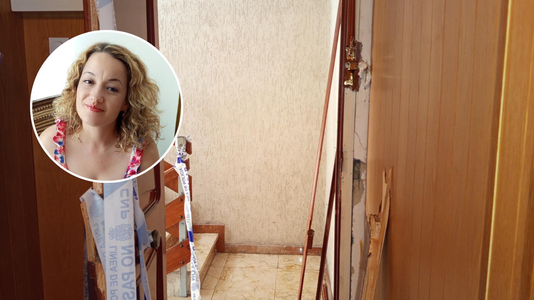 Noelia Tarí, y el estado en el que quedó su puerta.