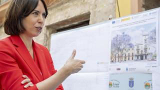 La ministra de Ciencia, Innovación y Universidades, Diana Morant, este lunes durante una visita a las obras en La Vall d'Uixò (Castellón).