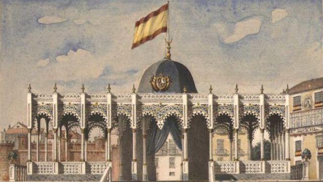 Kiosko embarcadero visto desde el mar, 1862.