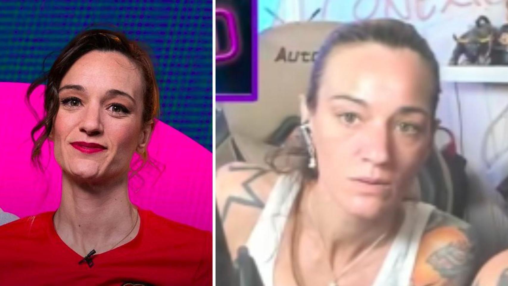 Silvia Charro tras el intento de la pareja de las hipotecas fijas de volver a los medios de comunicación; a la derecha, en la última etapa, en el canal de streaming de Simón Pérez.