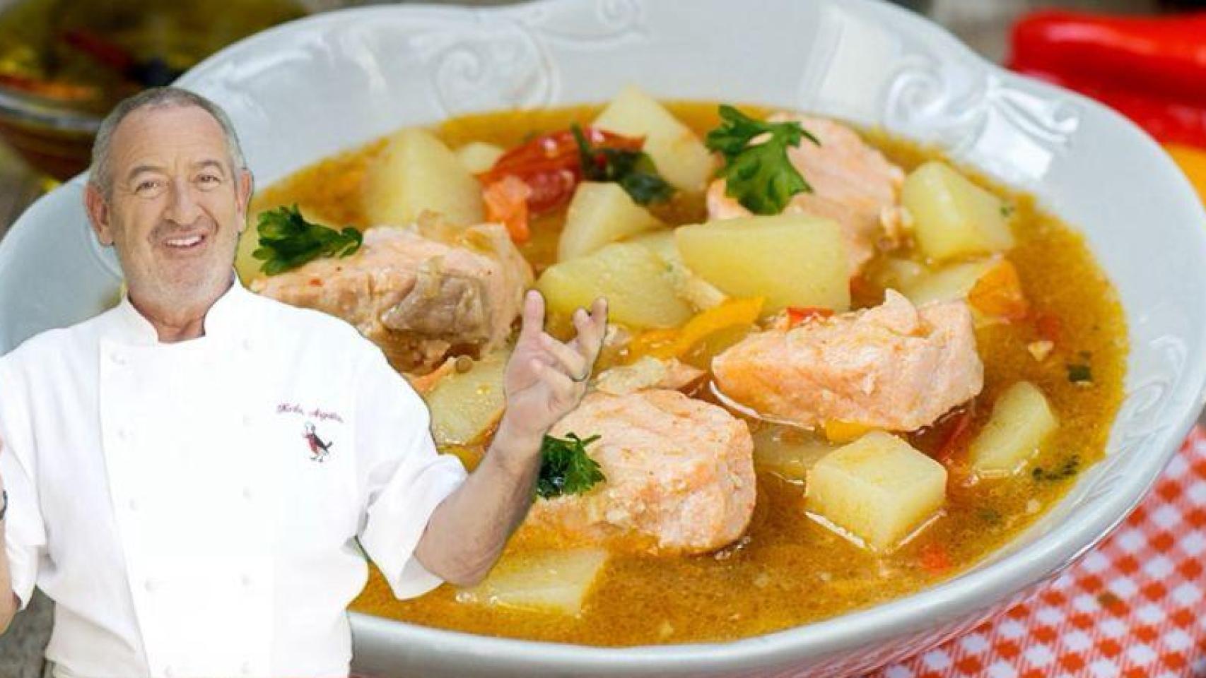 Karlos Arguiñano, junto a un guiso de pescado.