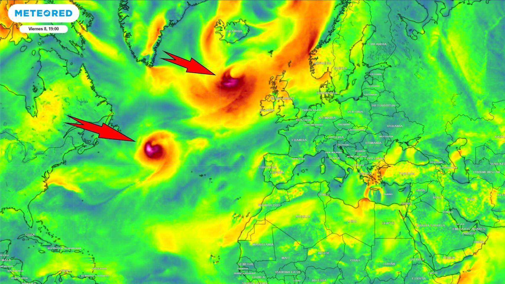 Las tormentas Floris y Derek inestabilizan la atmósfera. Meteored.