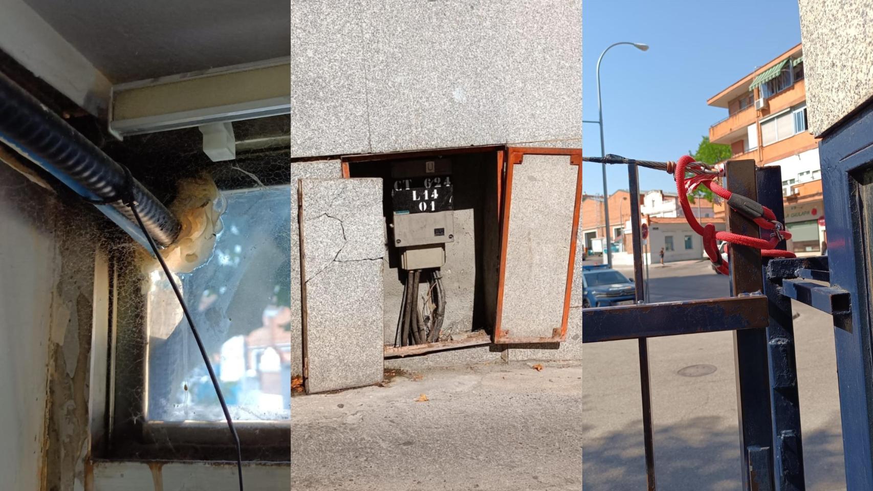 varios desperfectos de la comisaría de Carabanchel.