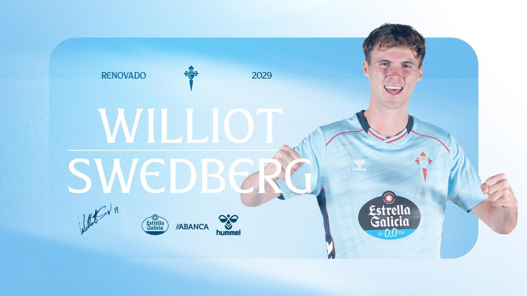 Williot Swedberg, celeste hasta 2029: el sueco seguirá vistiendo la camiseta del Celta cuatro años más