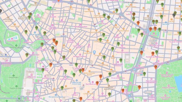 Puntos de carga de coches eléctricos en Madrid.