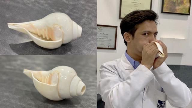 Demostración de 'shank blowing'. Krishna K Sharma / ERJ Open Research