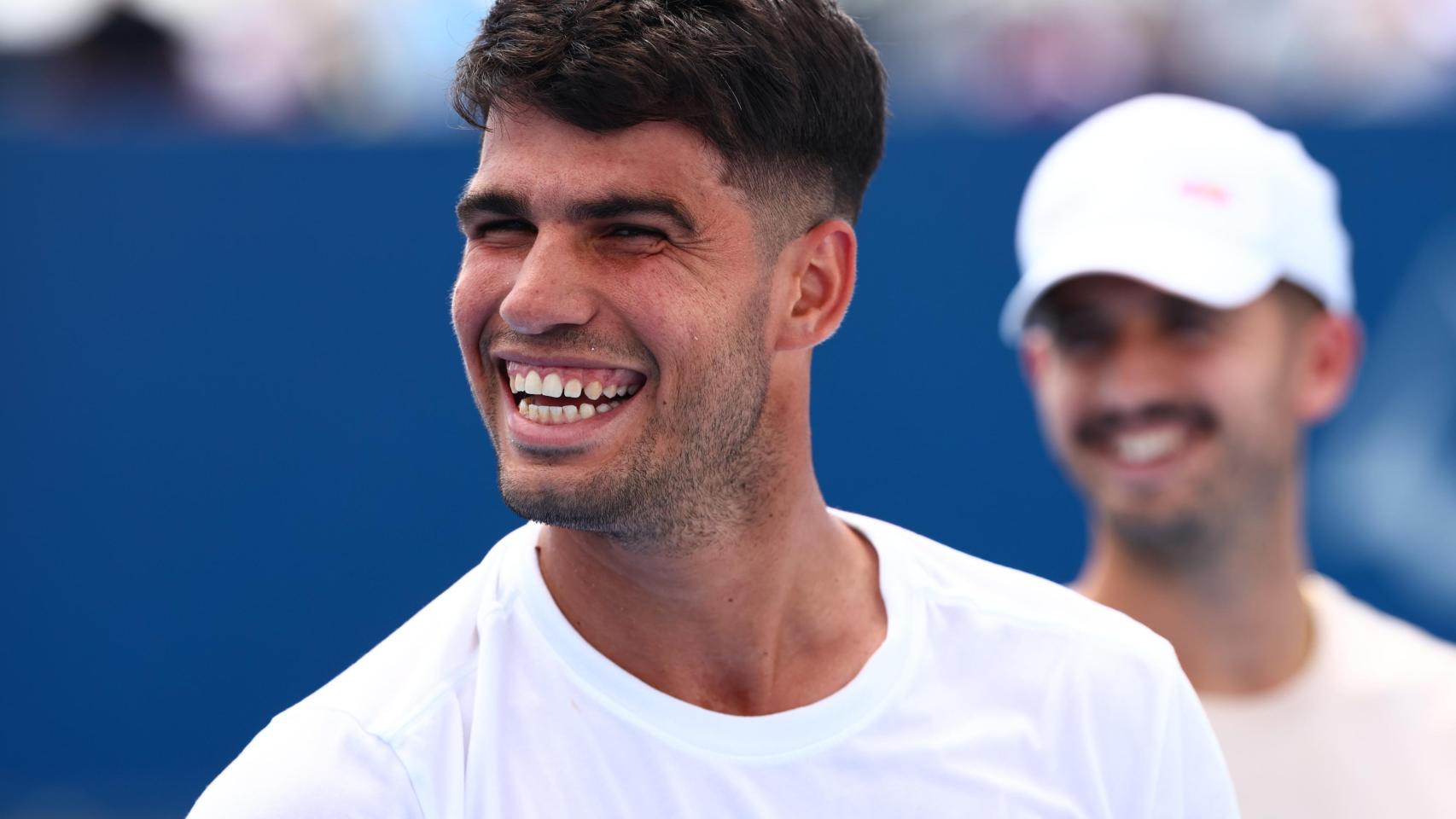 Carlos Alcaraz, durante un entrenamiento en Cincinnati