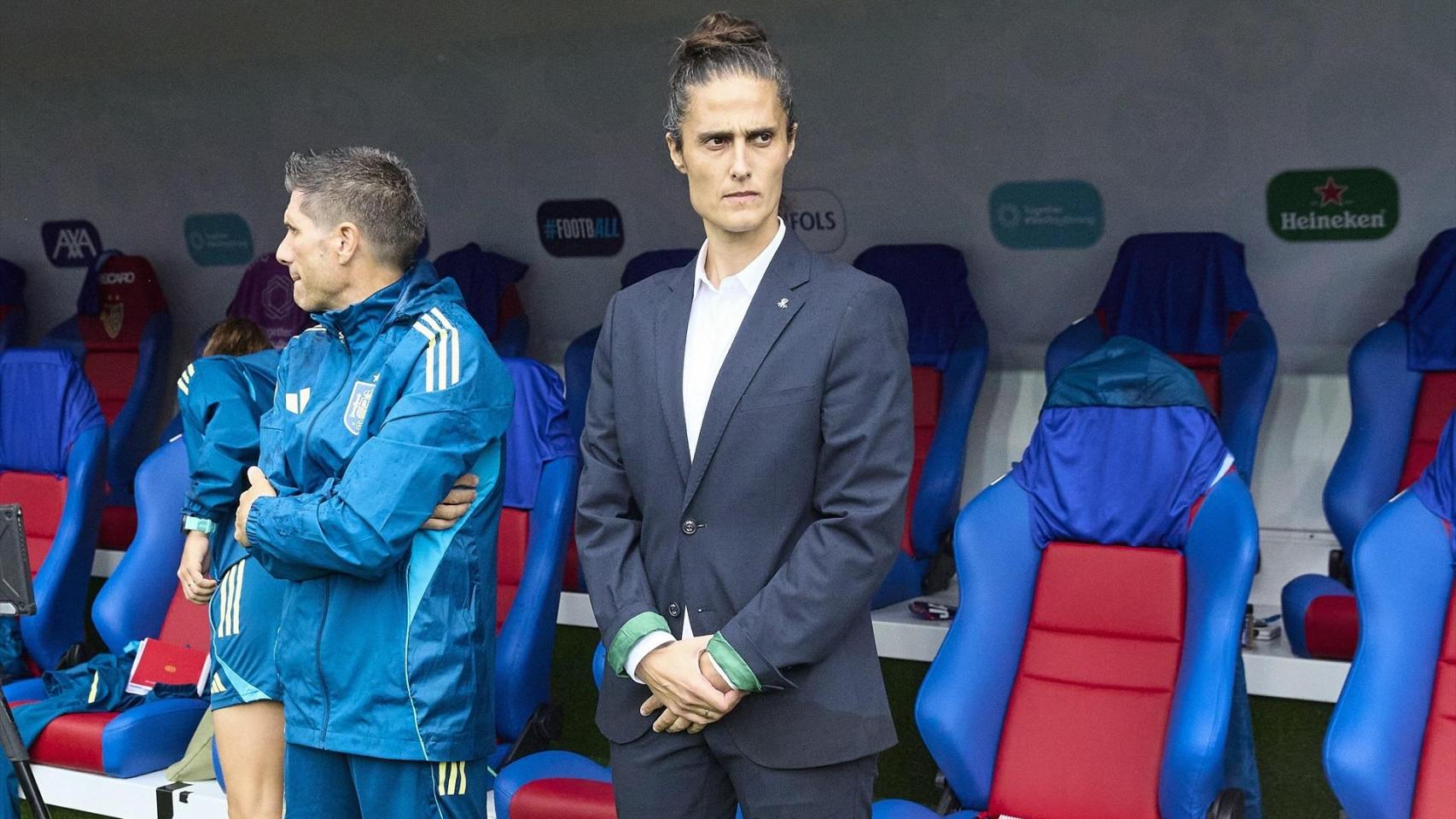 Montse Tomé, en el banquillo durante la final de la Eurocopa ante Inglaterra.