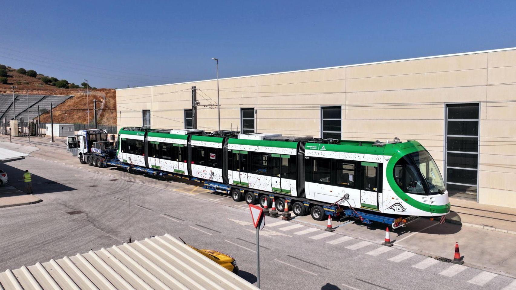 Imagen del último tren que ha llegado a las cocheras de Metro de Málaga.