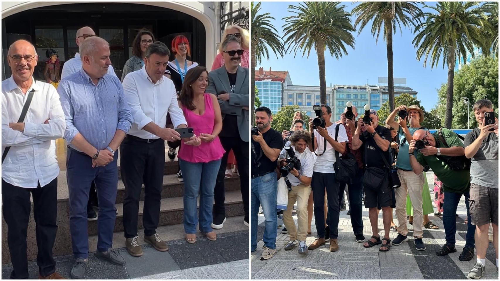 Valentín González Formoso tomando la fotografía y la instantánea.
