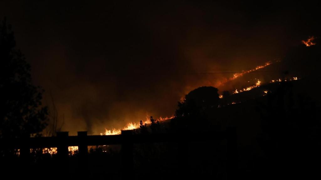 Tras desalojas dos urbanizaciones, los bomberos trataban de controlar las llamas.
