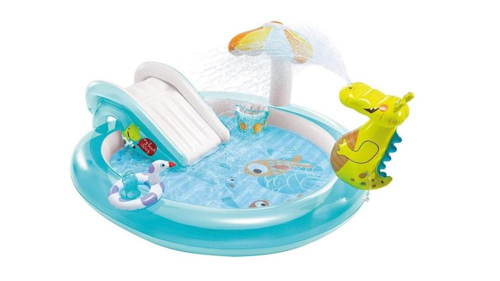 Piscina hinchable con tobogán para niños