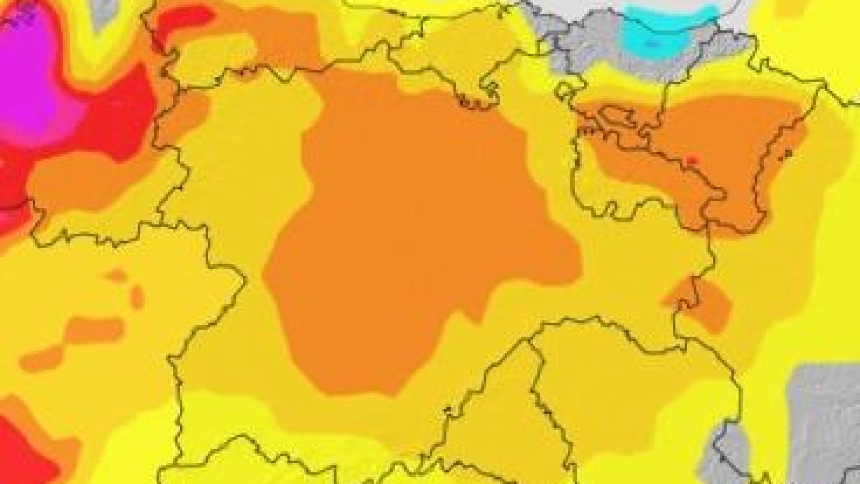 El mapa de la ola de calor en Castilla y León