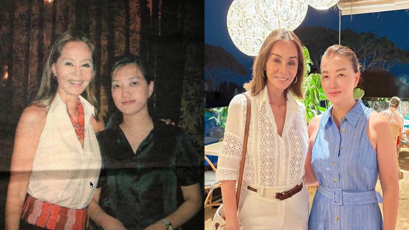 Isabel Preysler y la chef María Li Bao, hace 20 años y en la actualidad.