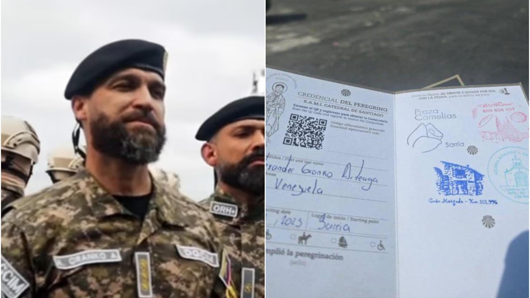 En la izquierda, una imagen de Granko compartida en redes en 2024. En la derecha, otra en la que se muestra su pasaporte de peregrino.