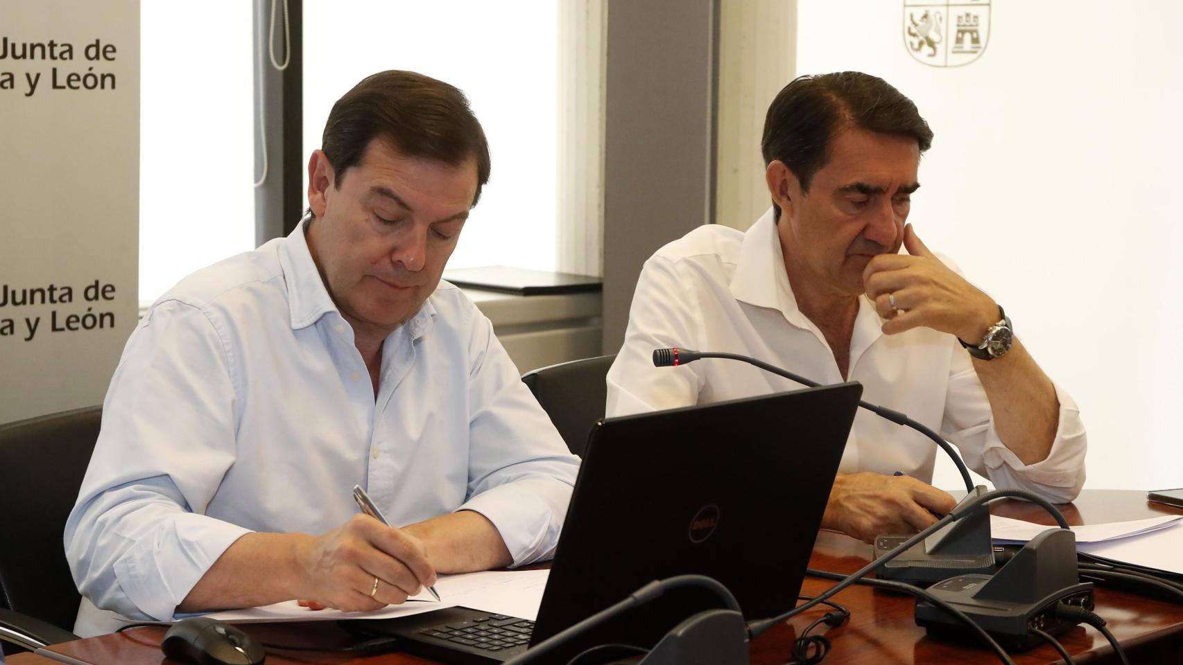 El presidente de la Junta de Castilla y León, Alfonso Fernández Mañueco, ha asistido esta mañana a la reunión del Centro de Coordinación Operativo Integrado (CECOPI)