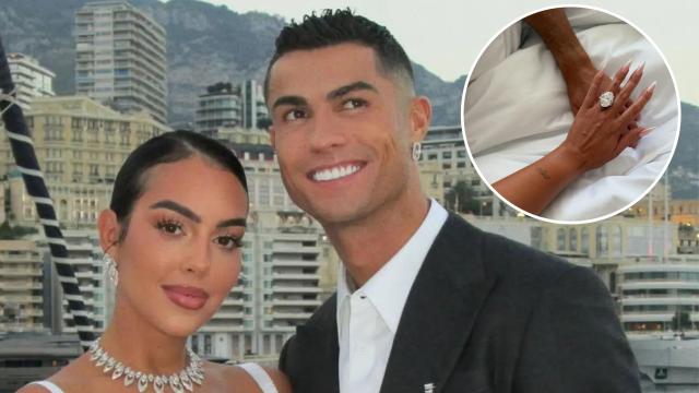 Montaje de Georgina y Cristiano Ronaldo y su anillo de compromiso.