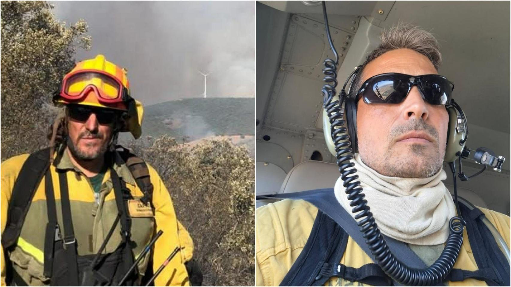 A la izquierda, el capataz de la BRIF de La Iglesuela, José Pedro Hernández; y a la derecha, el presidente del comité de empresa de los bomberos de Madrid, Jesús Molina.