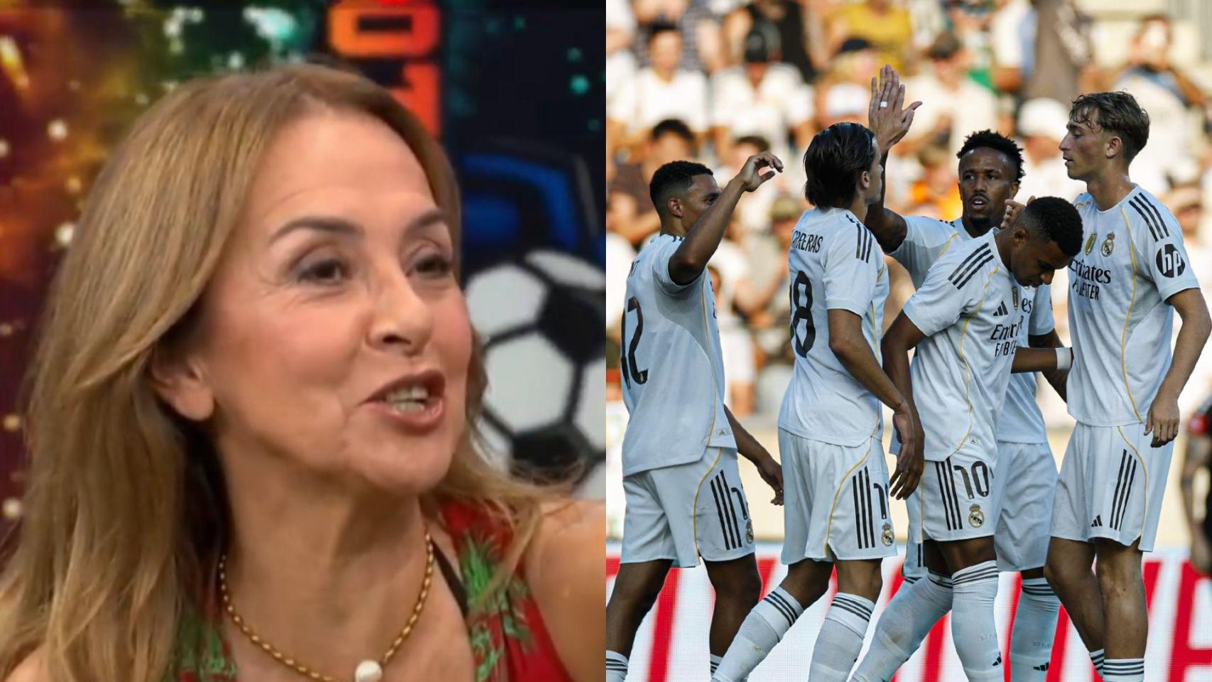 Carme Barceló y el Real Madrid en su último amistoso.