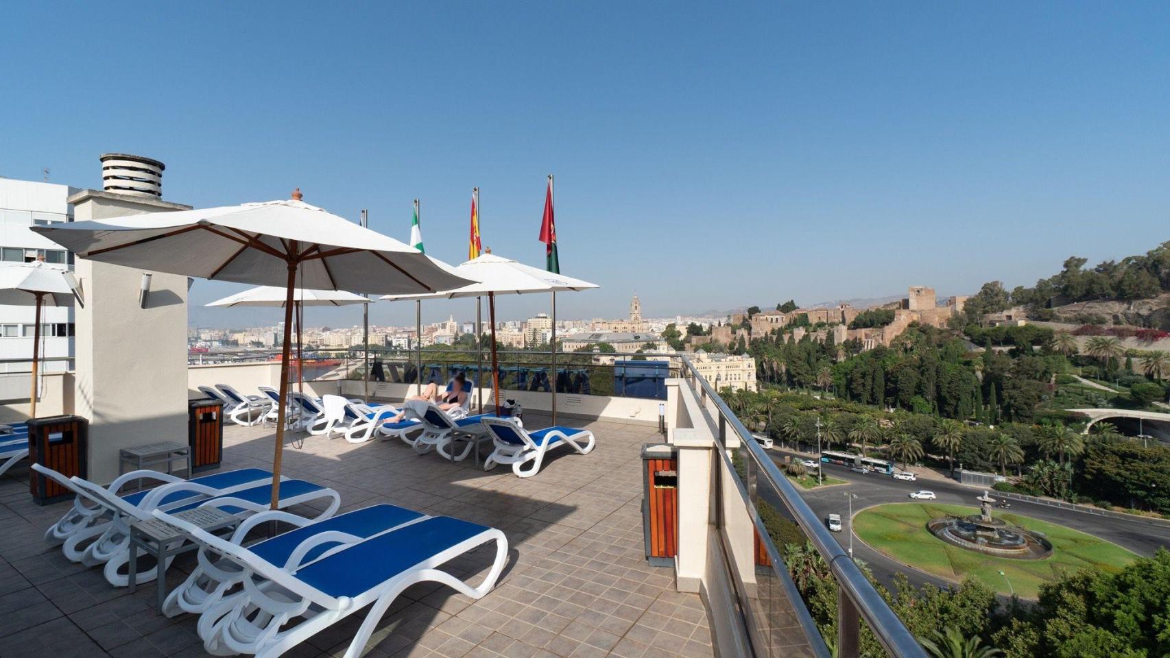 Terraza de uno de los hoteles de Málaga capital.