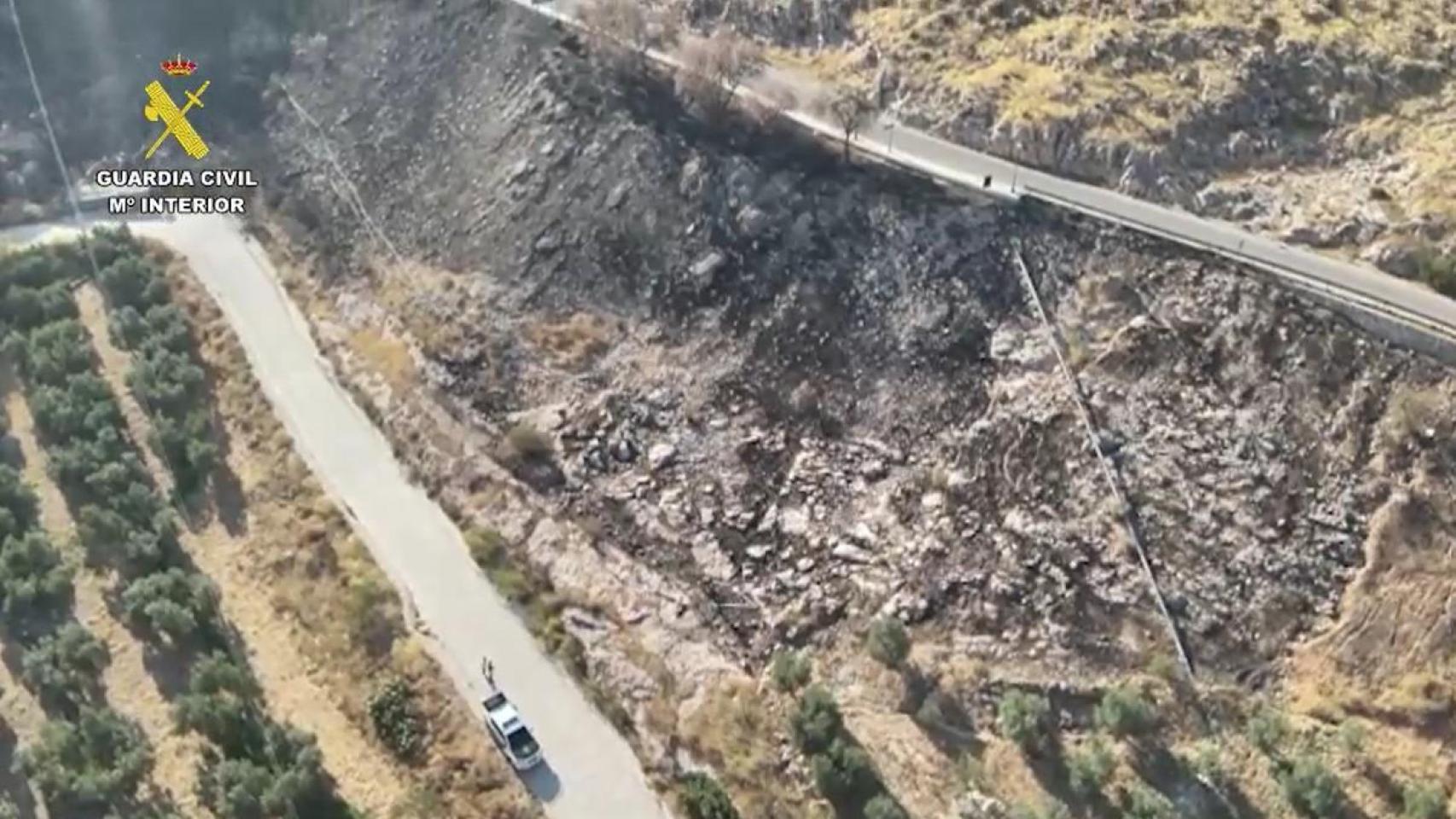 Una de las zonas que ha ardido en Teba.