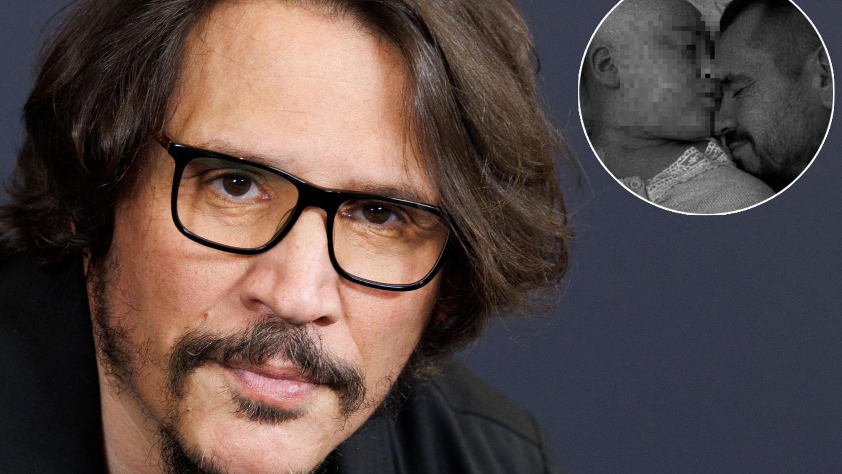 Sergio Peris-Mencheta en un montaje con la imagen de Isa, besada por su padre.