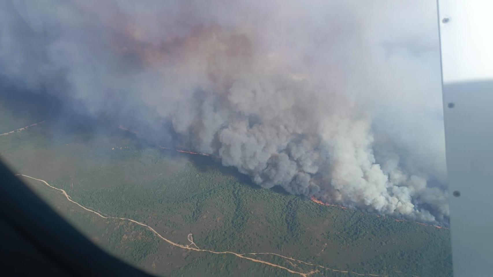 Las llamas del incendio en Canalejas