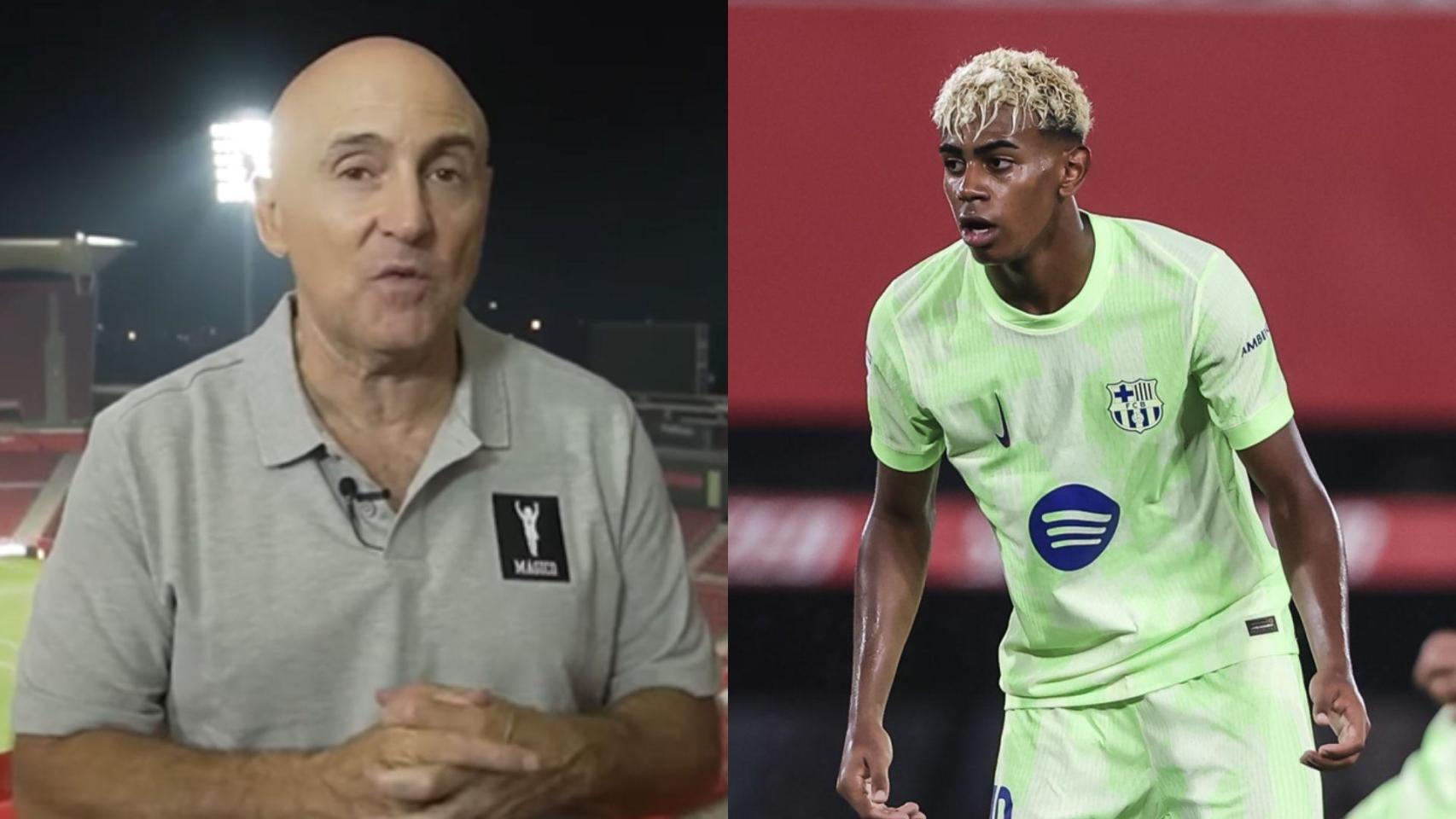 Maldini y Lamine Yamal durante el RCD Mallorca - FC Barcelona.