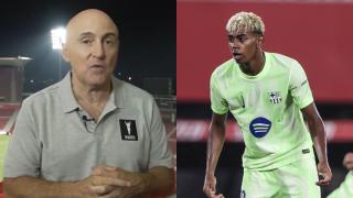 Maldini y Lamine Yamal durante el RCD Mallorca - FC Barcelona.