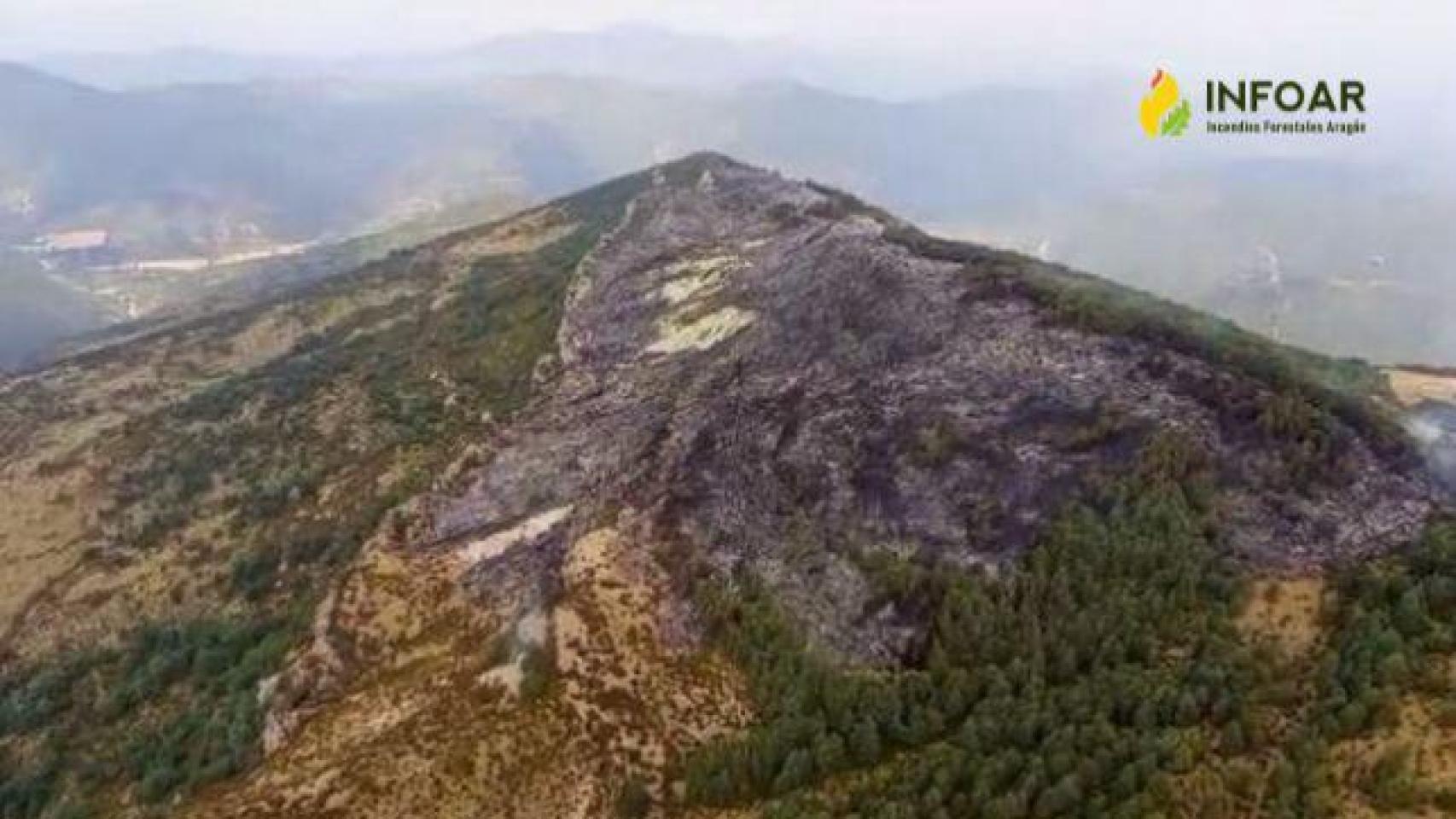 La superficie calcinada, en la provincia de Huesca.