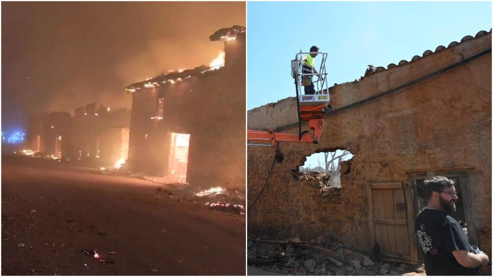 El fuego consumió varias casa de este pueblo de la provincia de León