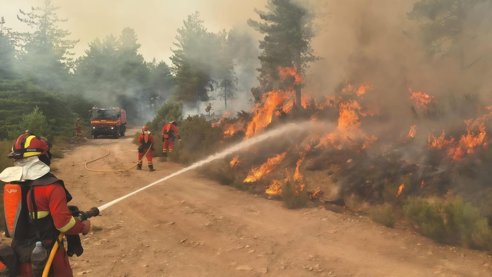 La Unidad Militar de Emergencias desplegada en la vertiente leonesa del incendio de Somiedo en Anllares del Sil.
