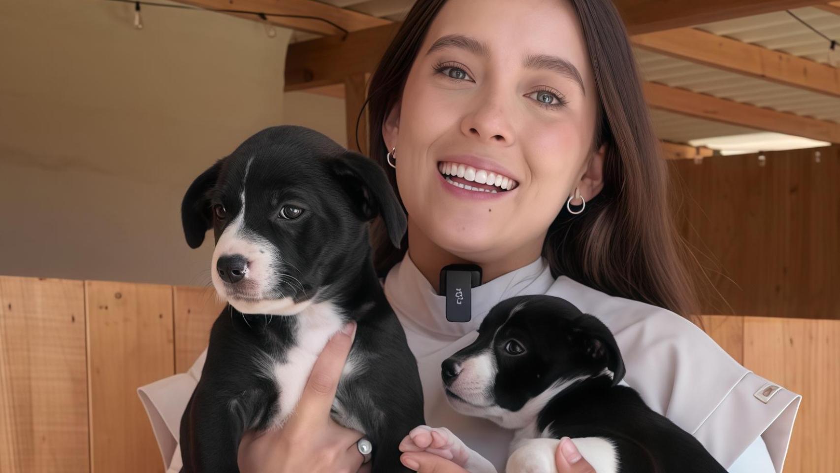 Laura Londoño junto a los cachorros.