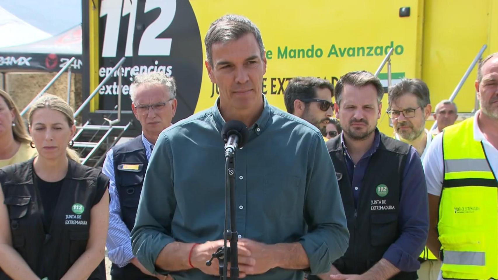 El presidente del Gobierno, Pedro Sánchez, desde Jarilla (Cáceres).