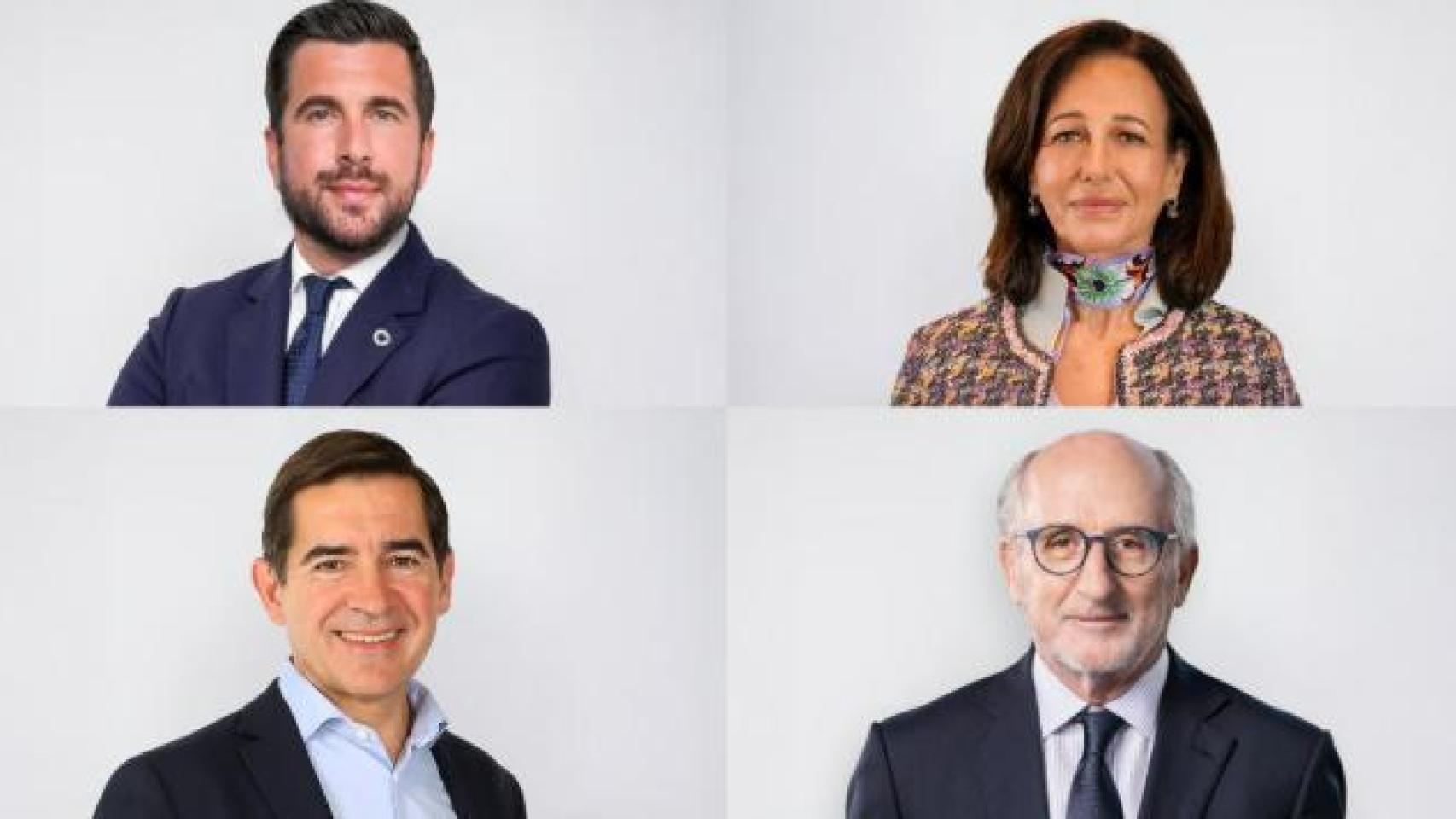 Montaje de imágenes de Riquelme, Botín, Torres y Brufau