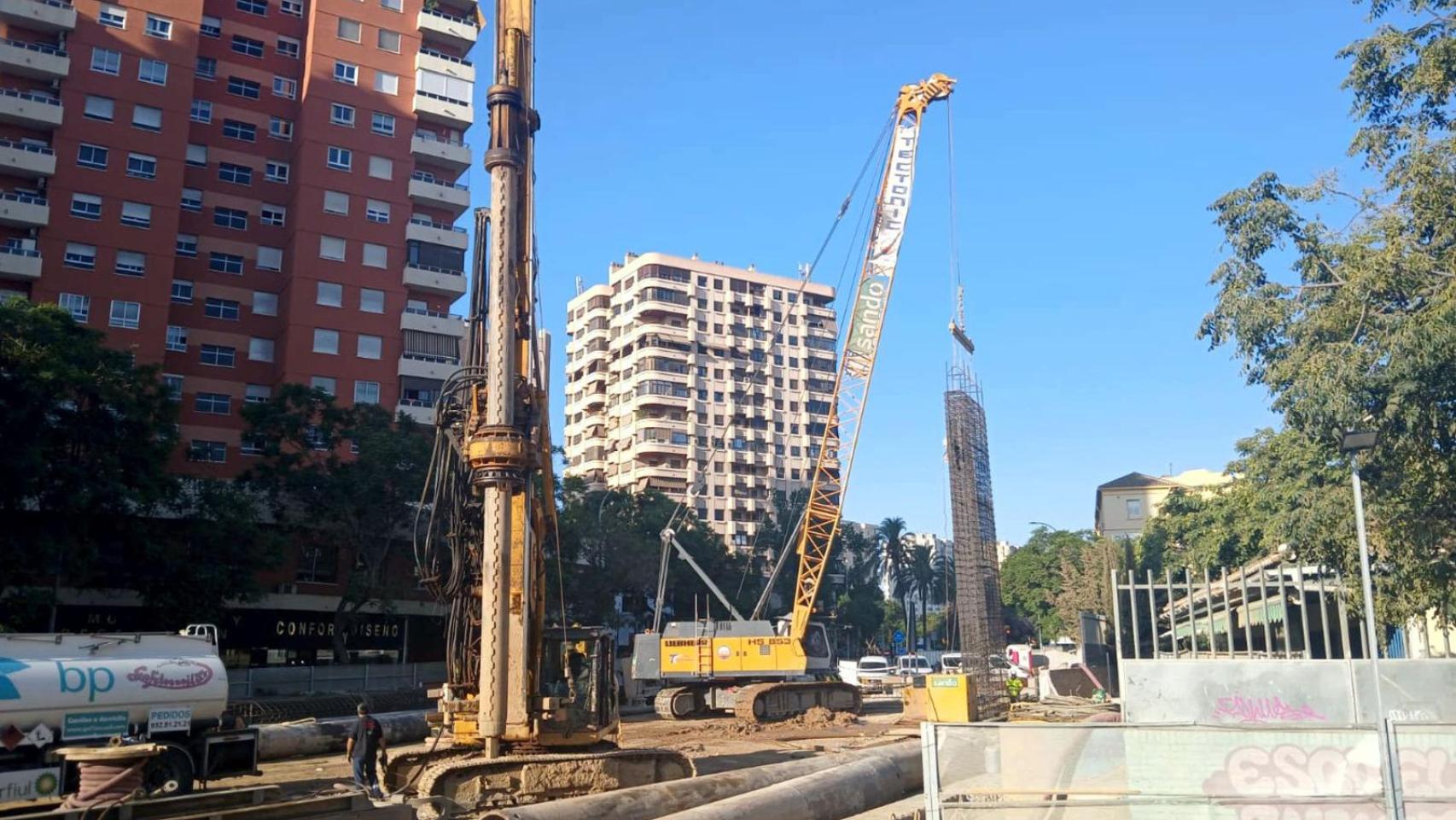Imagen de las obras del Metro de Málaga al Hospital Civil.