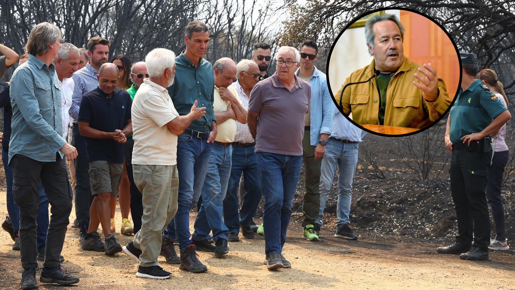 Montaje con la visita de Pedro Sánchez a Zamora y Francisco Guarido